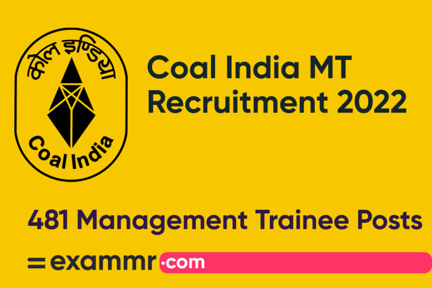Coal India MT Recruitment 2022: Notification Out for 481 Management Trainee Posts