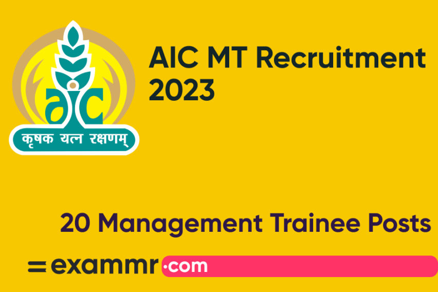 AIC MT Recruitment 2023: Notification Out for 20 Management Trainee (MT) Posts