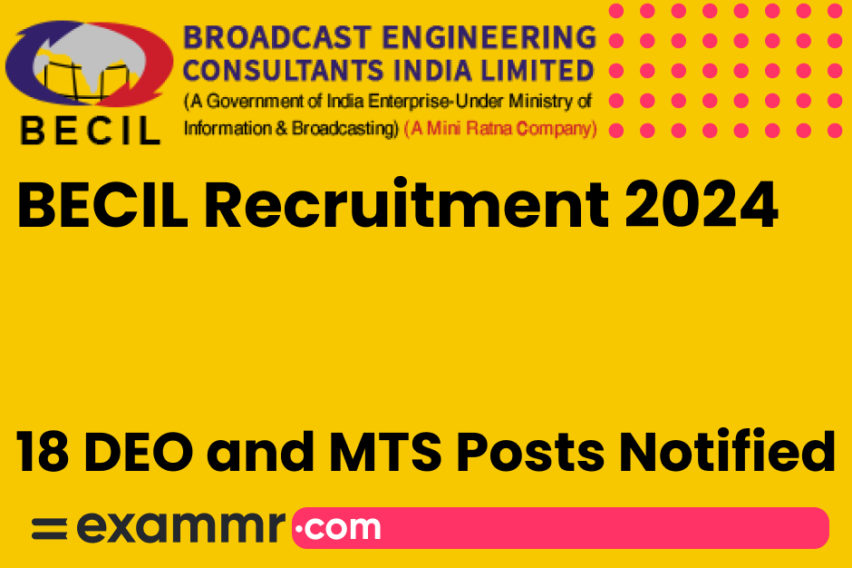 BECIL Recruitment 2024: Notification Out for 18 DEO And MTS Posts